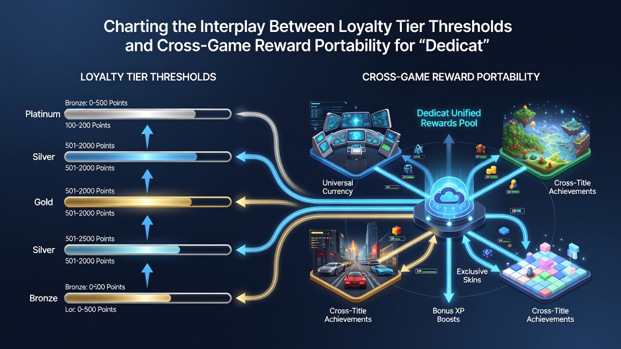Illustration showing reward points flowing between slot machines and table games within a tiered loyalty framework