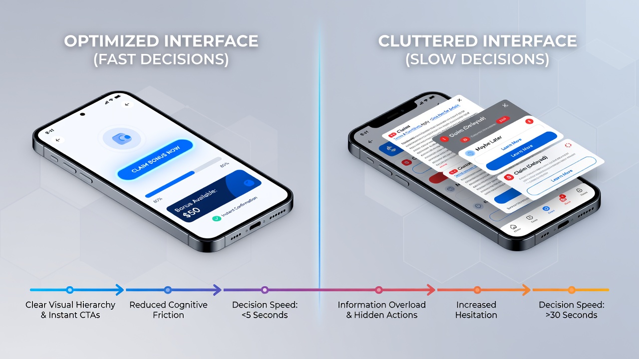 Close-up of mobile screen during bonus claim process with progress indicators and simplified menu