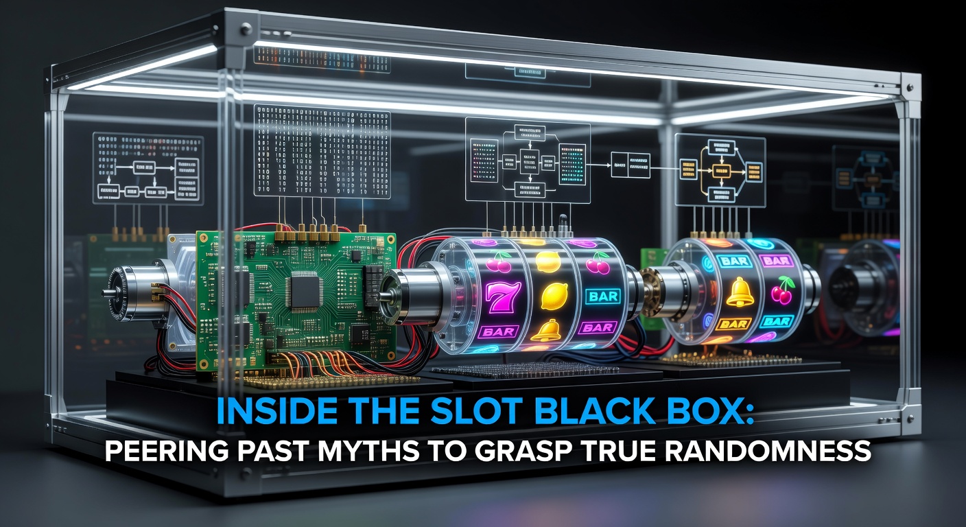 Close-up view of a slot machine's electronic guts, revealing circuit boards and RNG chips that power every spin
