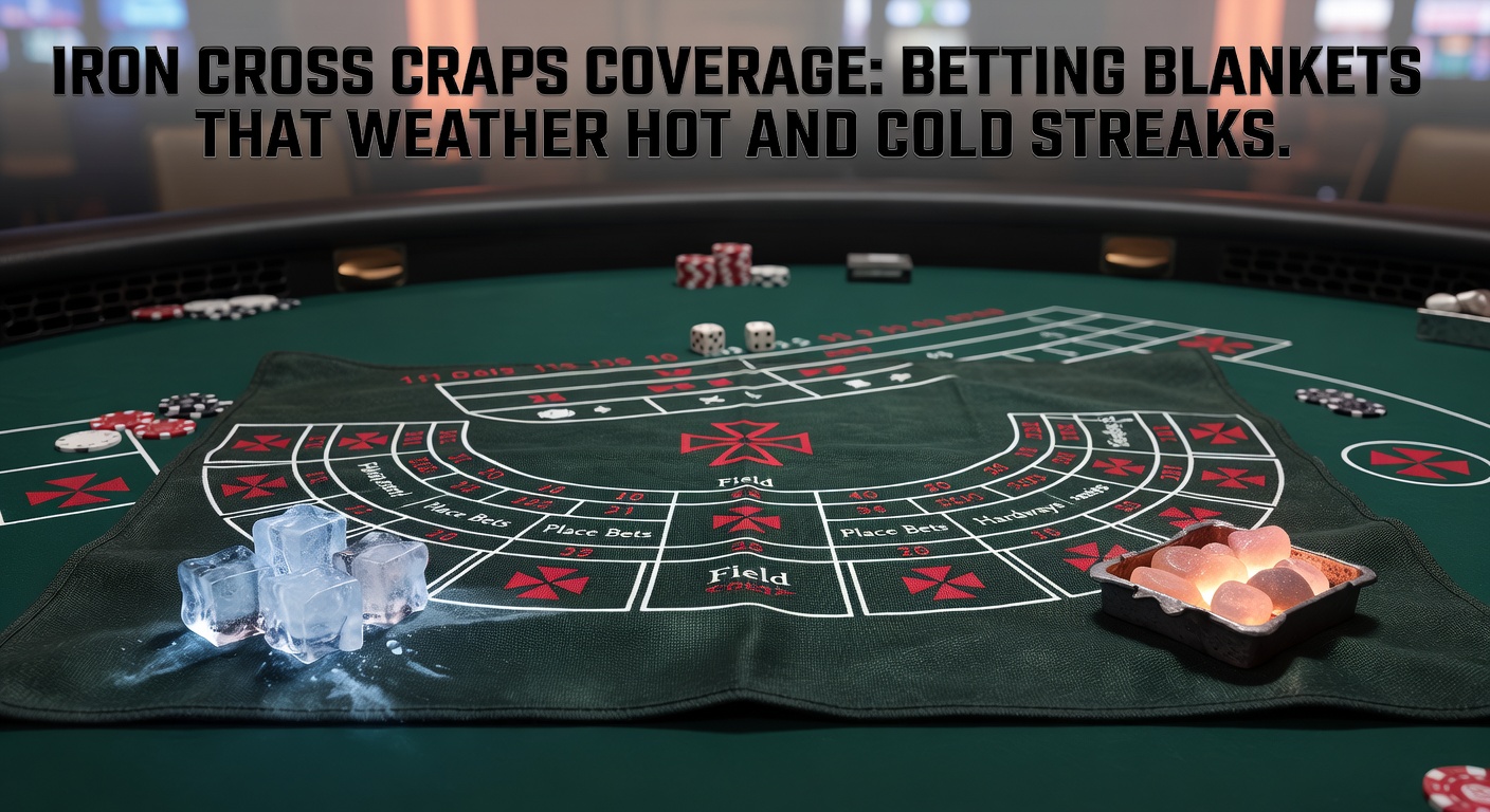 Craps table layout highlighting Iron Cross bets on field and place numbers 5, 6, and 8