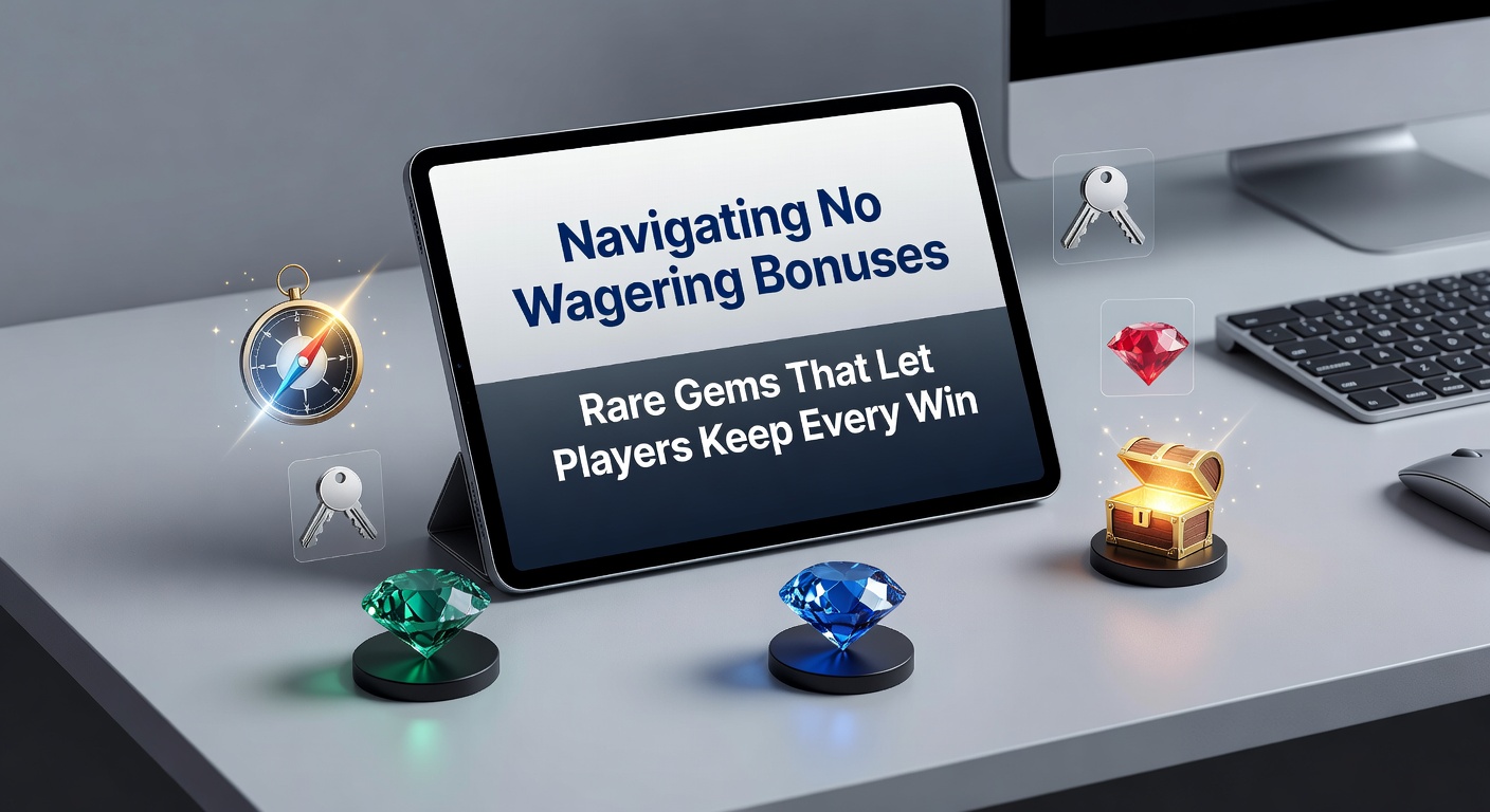 Illustration of a player navigating a treasure map to uncover no wagering bonus gems amid casino promotions