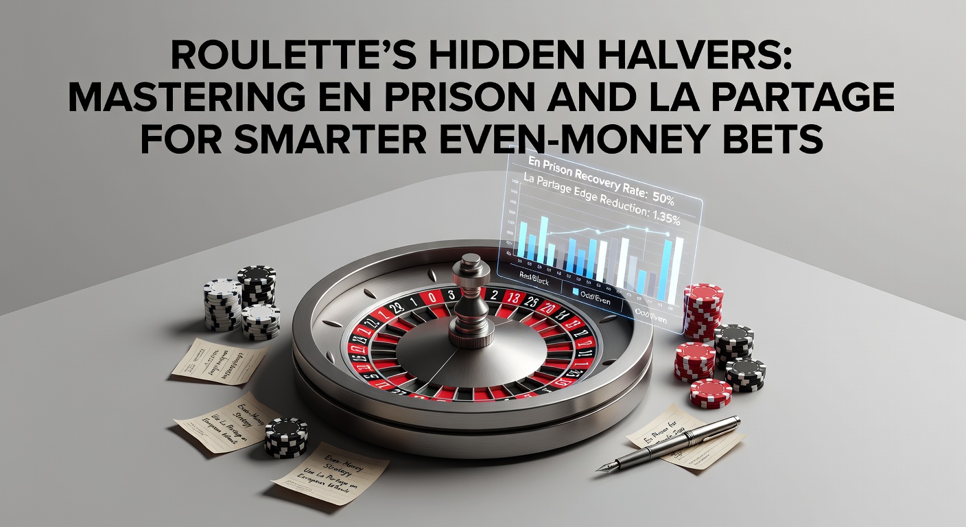 Close-up of a roulette wheel landing on zero, illustrating the En Prison rule's 'imprisoned' bet marker on the table