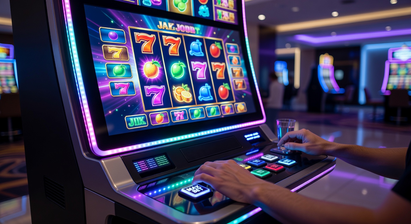 Electronic gaming machine interface showing flashing lights and sound indicators during active play