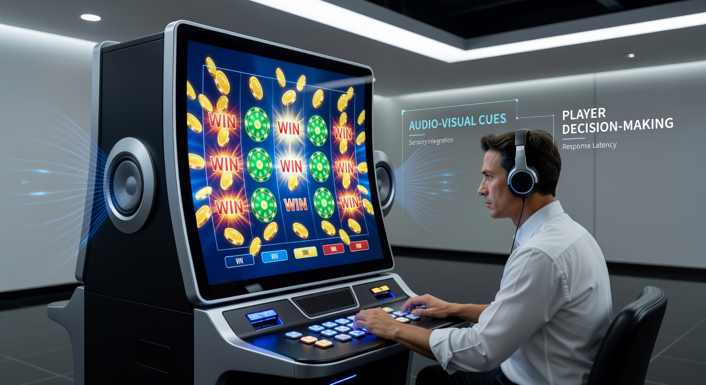 Close-up view of slot machine reels with synchronized lighting and digital displays